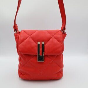 Vince Camuto Red Quilted Leather Super Soft Crossbody Bag Shoulder Purse